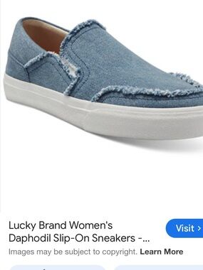 Lucky Brand Daphodil Light Blue Denim Frayed Slip-On Sneakers